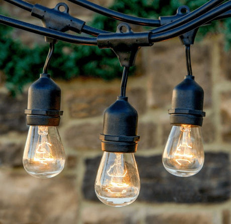 14 ft. Patio String Lights -10 Sockets (E26) - Commercial Grade - Nostalgicbulbs.com