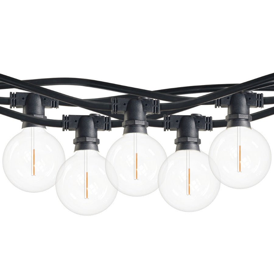 14 ft. String Patio Lights - Candelabra (E12) Base - With LED Globe Bulbs - Nostalgicbulbs.com