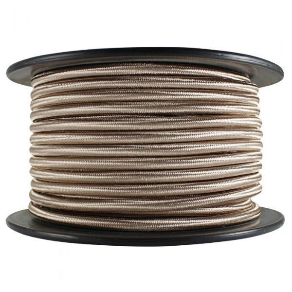 2 conductor champagne color cloth covered SVT cord - 100 ft. Spool - Nostalgicbulbs.com