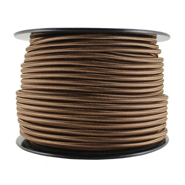 3 Conductor Brown Rayon Covered Cord - 250 ft Spool - Nostalgicbulbs.com