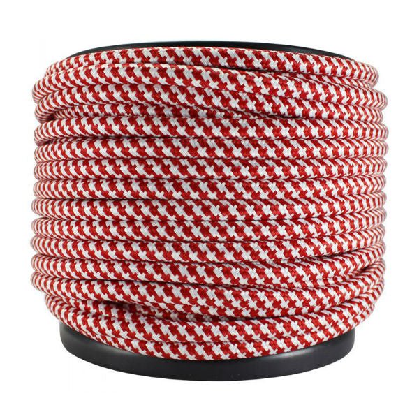 3 Conductor Red & White Rayon Covered Cord - 100 ft. Spool - Nostalgicbulbs.com