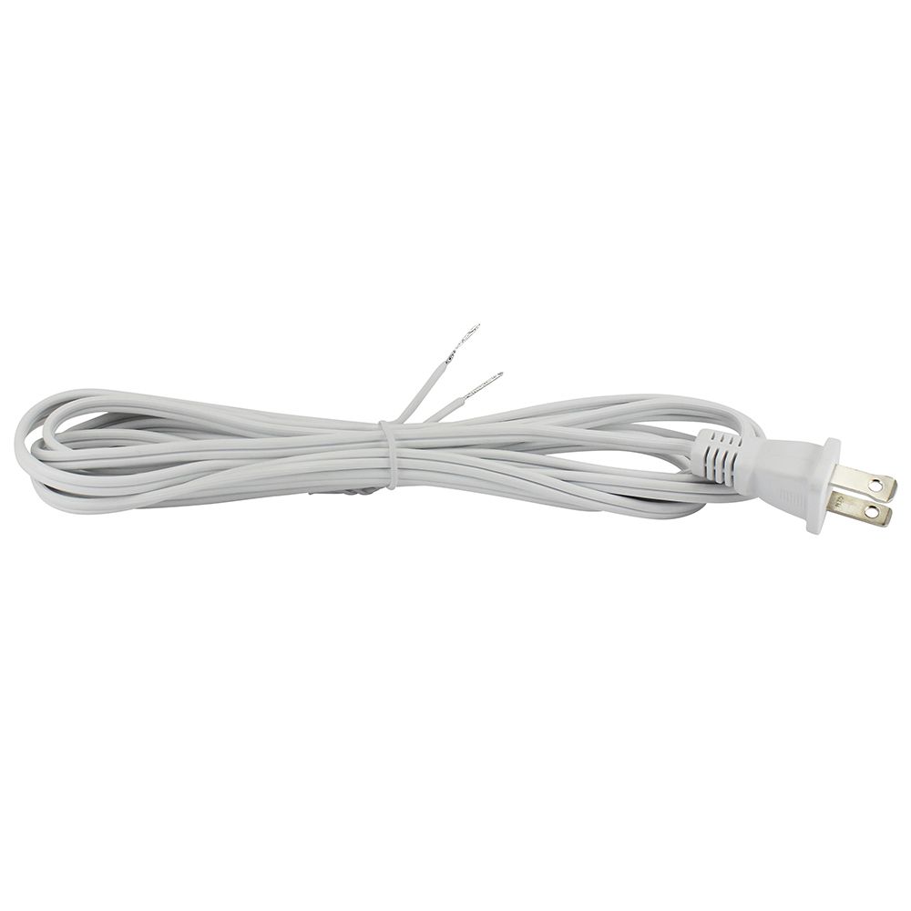 White Parallel Cord set with molded Plug - 8 ft. - 10 ft.