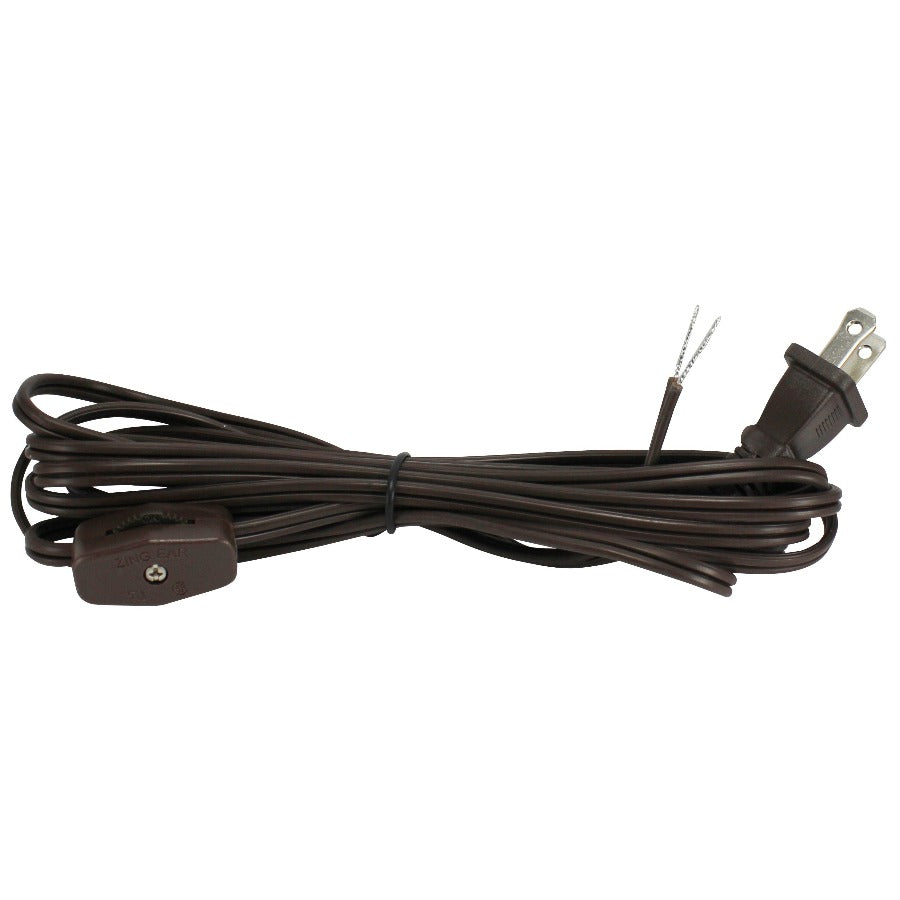 Brown Parallel Cord set with on/off line switch and molded Plug - 9 ft.