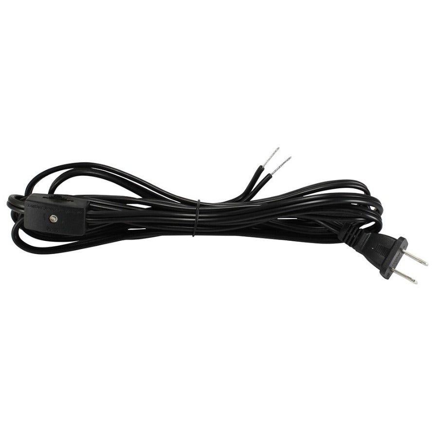 Black Parallel Cord set with on/off line switch and molded Plug - 9 ft.