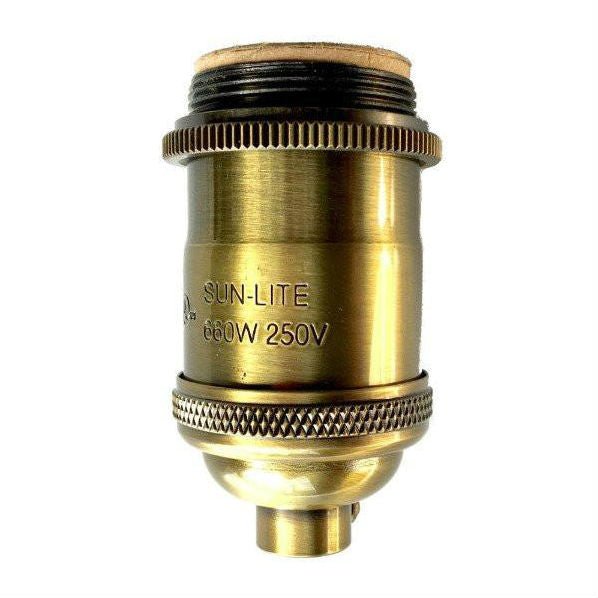 Antique Brass Finish Socket with UNO Threads and Ring - Nostalgicbulbs.com