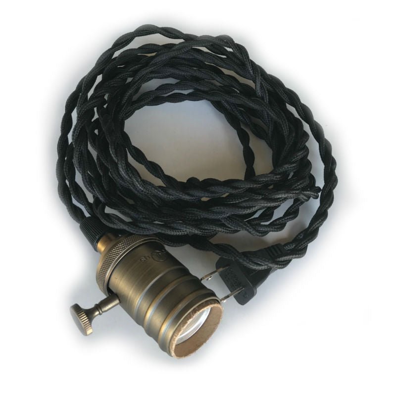 Antique Brass On/Off Socket Swag Lamp - 15 ft. Cord - Nostalgicbulbs.com