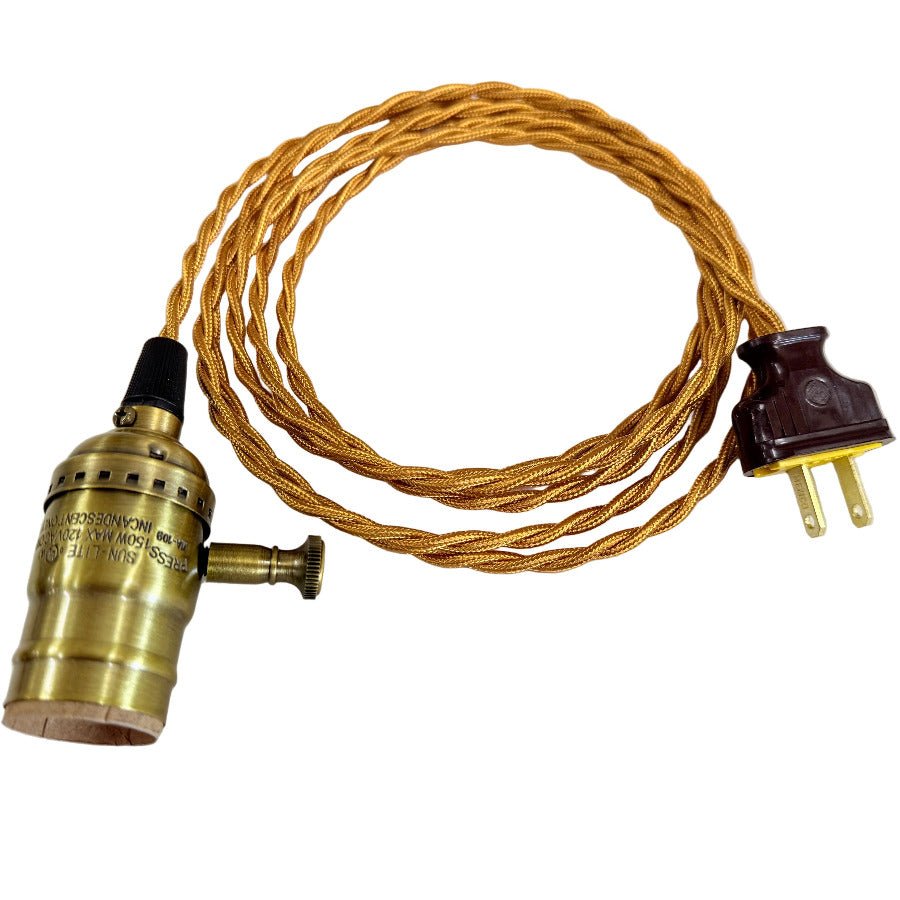 Antique Brass with Gold Cord Dimming Hanging Lamp - Nostalgicbulbs.com