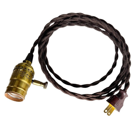 Black and Brown Twisted Cord Dimming Hanging Lamp - Nostalgicbulbs.com
