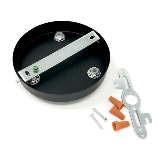 Black Rounded 3 Hole Ceiling Canopy Kit 6" - Nostalgicbulbs.com