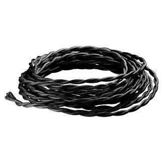 Black Twisted cloth wire- Per ft. 20 AWG - Nostalgicbulbs.com