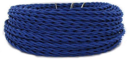 Blue Twisted cloth wire- Per ft. - 18 AWG - Nostalgicbulbs.com