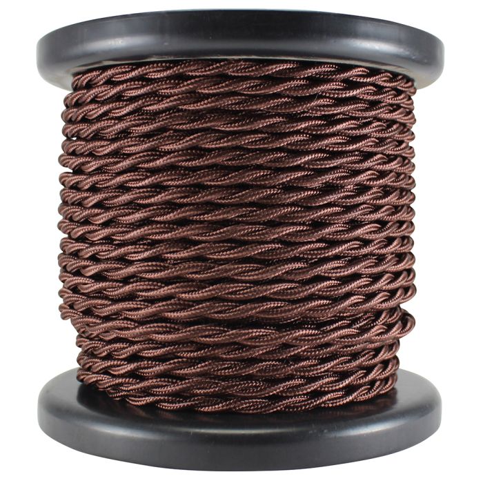 Bronze Cloth Covered Twisted Cord - 100 foot spool - 18 AWG - Nostalgicbulbs.com