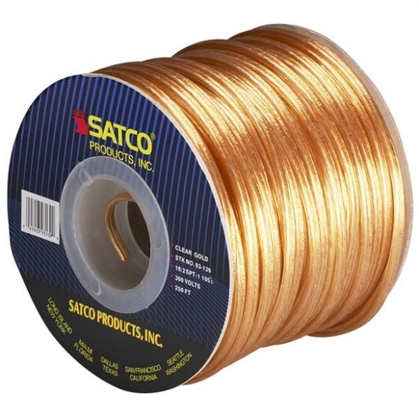 Clear Gold Lamp Wire SPT-1 -18/2 105 degrees - 250 ft. spool - Nostalgicbulbs.com