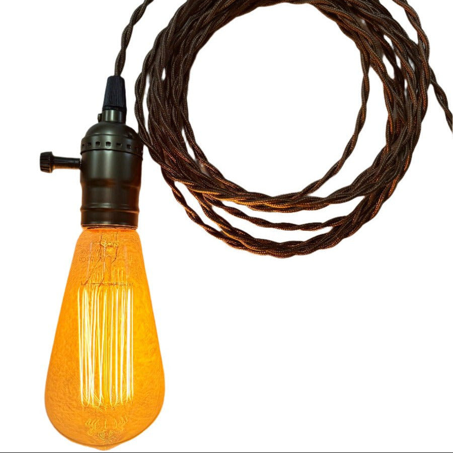 Dark Antique Brass Plug - In Hanging Lamp - Nostalgicbulbs.com