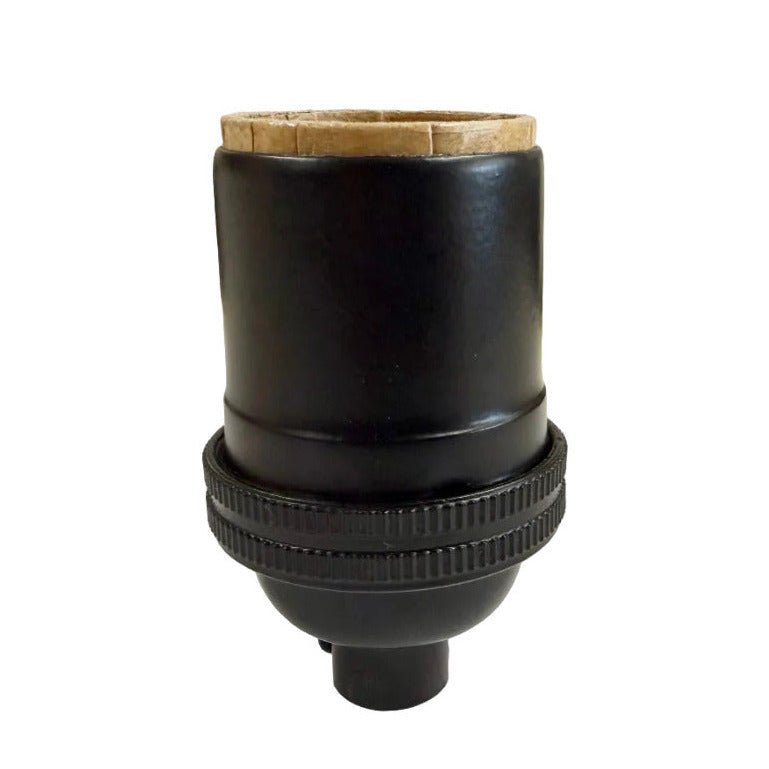 E26 Keyless Socket with 1/8 IPS Threaded Cap - Black Finish - Nostalgicbulbs.com