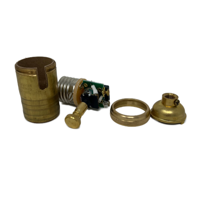 Solid Brass Dimmer Socket - Full Range - Heavy Wall - Unfinished Brass