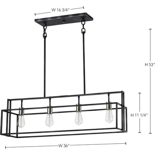 Iron Black with Brushed Nickel 4 - Light Island Pendant - Nostalgicbulbs.com