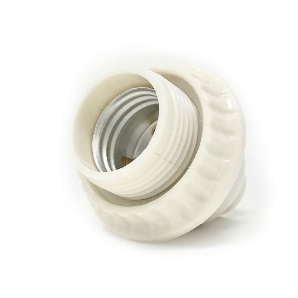 Keyless Short Threaded White Socket with Ring - Nostalgicbulbs.com