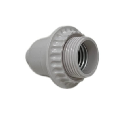 Keyless White Phenolic Threaded Lamp Socket with Ring - Nostalgicbulbs.com
