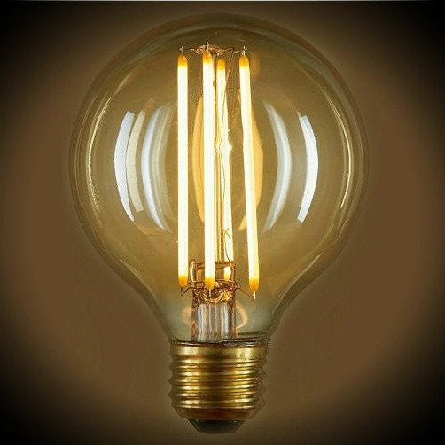 LED Filament Edison Globe G25 Light Bulb - 4.5 Watt - Amber - 2200K - Nostalgicbulbs.com