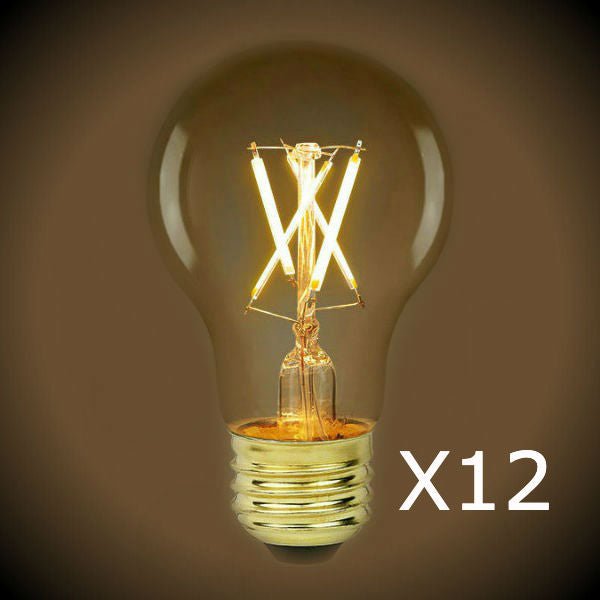 LED Filament Light Bulb - A19 - 60W Equal - 2700K - 12 Pack - Nostalgicbulbs.com