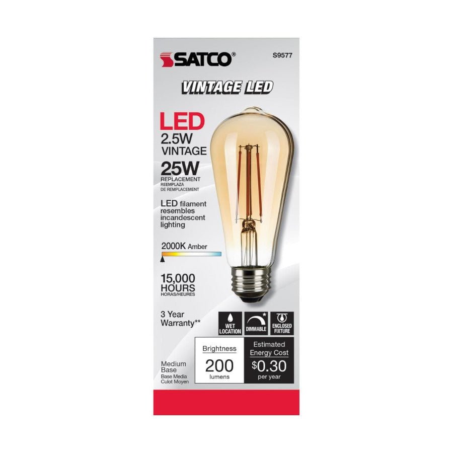 LED Filament ST19 Vintage Bulb - 2.5 Watt - 25 Watt Equal - Dimmable - Nostalgicbulbs.com