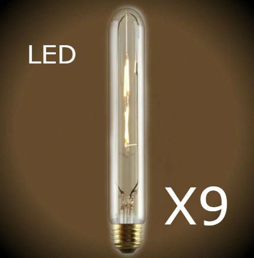 LED Vintage Tubular Bulb - 1.5 Watt - Edison T10 - 9 Bulb Pack - Nostalgicbulbs.com