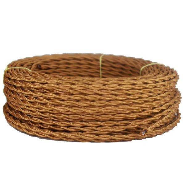 Light Bronze Cloth Covered Twisted Cord - 100 foot spool - 18 AWG - Nostalgicbulbs.com