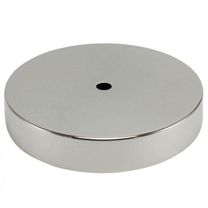 Metal Table Lamp Base - 5" Diameter - Polished Nickel - No Side Hole - Nostalgicbulbs.com