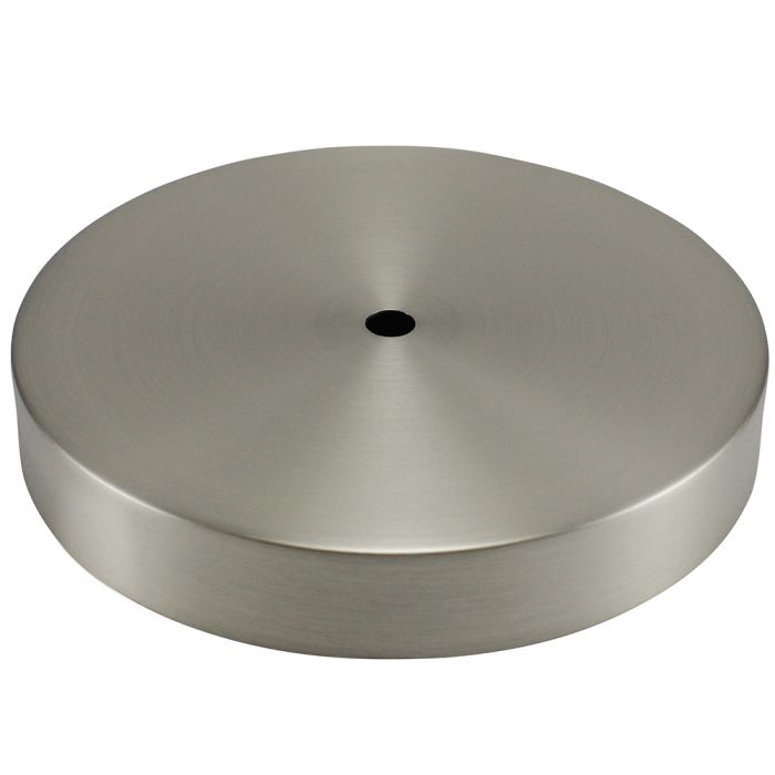 Metal Table Lamp Base - 5" Diameter - Satin Nickel - No Side Hole - Nostalgicbulbs.com