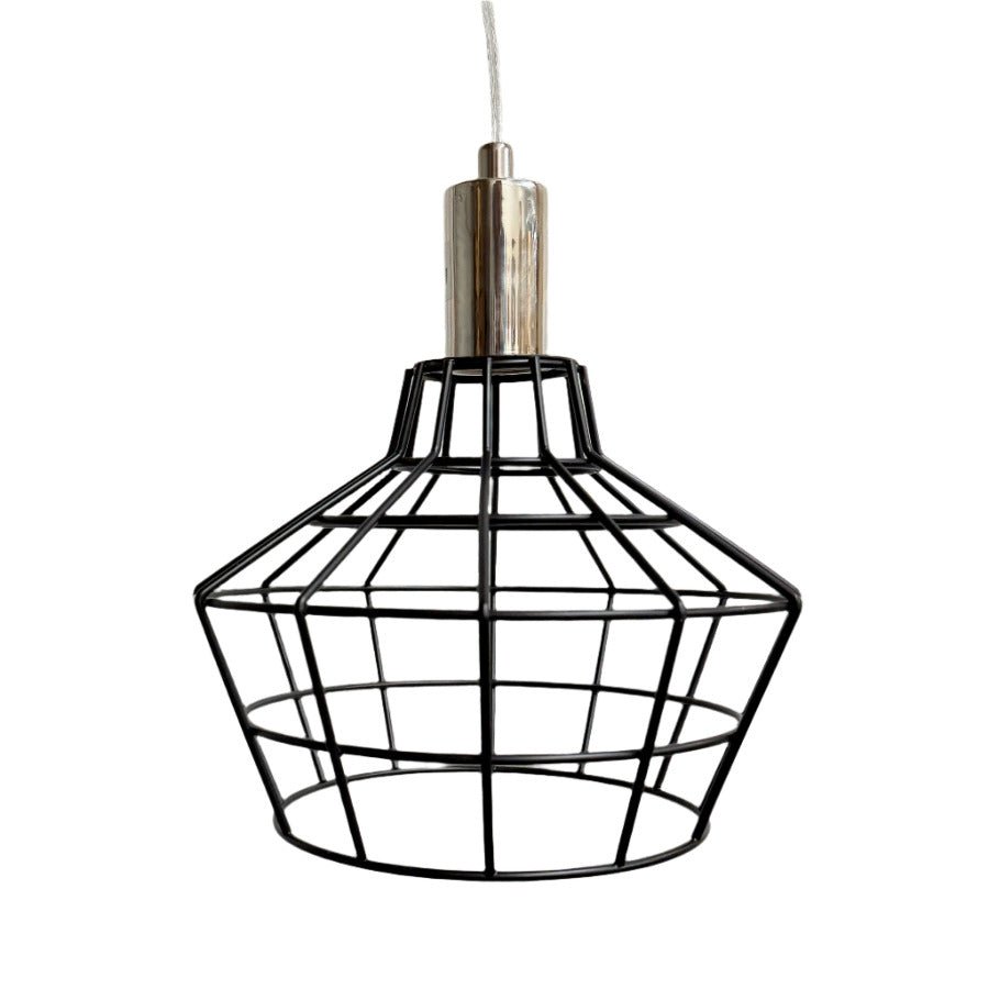 Nickel Plug - In Cage Pendant Lamp - 15 ft. Clear Cord and On/Off Switch - Nostalgicbulbs.com