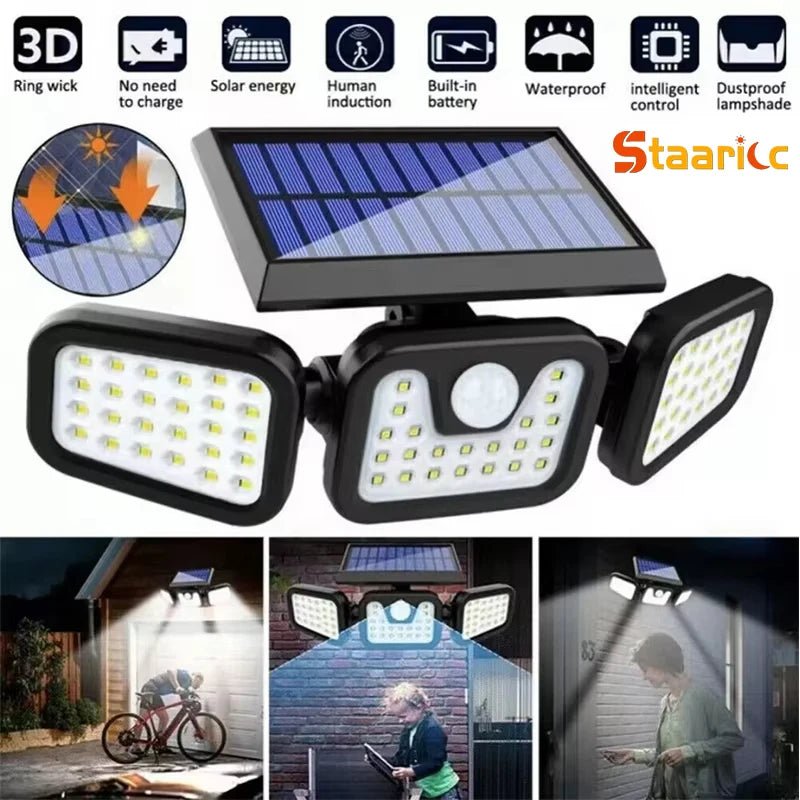 Outdoor Solar Motion Sensor Security Light – Adjustable Head, IP65 - Nostalgicbulbs.com