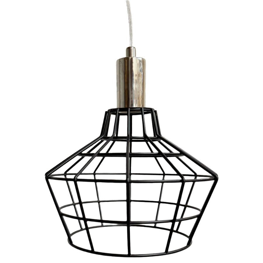 Plug - In Clear Cord Pendant Lamp - 15 ft. - On/off Switch - Black Cage - Nostalgicbulbs.com