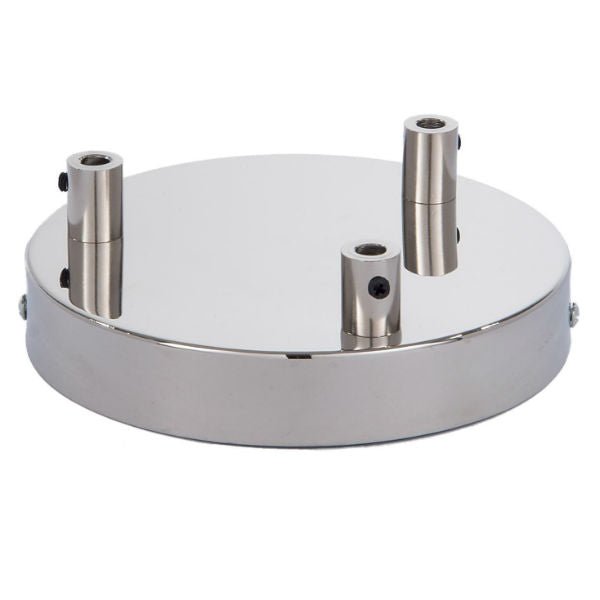 Polished Nickel Rounded 3 Hole Ceiling Canopy Kit 6" - Nostalgicbulbs.com