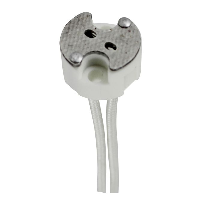 Porcelain Bi - Pin Halogen Socket with 18 Inch Leads - Nostalgicbulbs.com