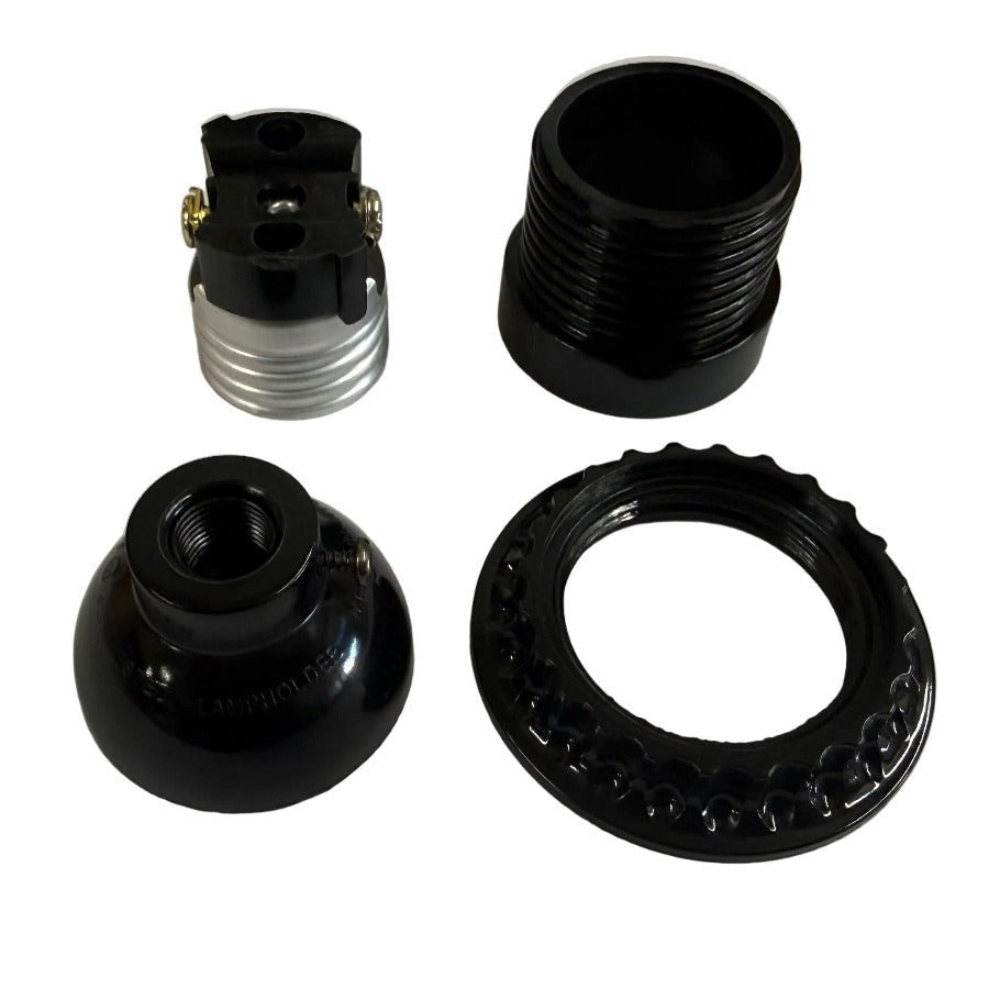 Short Threaded Light Socket with Ring - Nostalgicbulbs.com