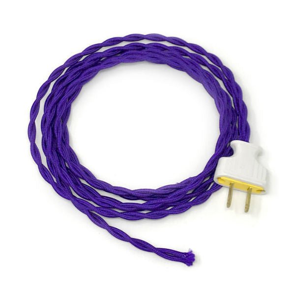 Twisted Purple Cloth Covered Cord with White Plug - Nostalgicbulbs.com
