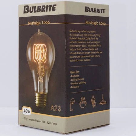 Victorian Loop A23 Vintage Bulb 40 Watt - 5.5 in. Length - Amber - Nostalgicbulbs.com