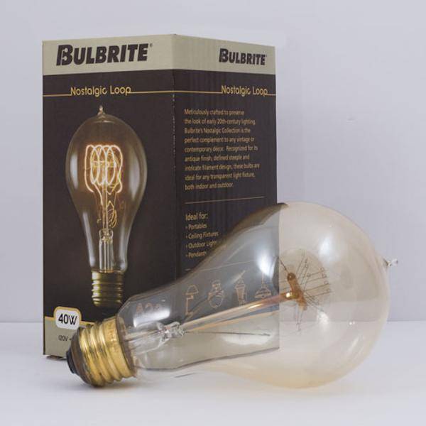Victorian Loop A23 Vintage Bulb 40 Watt - 5.5 in. Length - Amber - Nostalgicbulbs.com