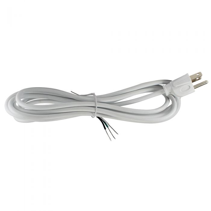 White Round SVT 3 Conductor Cord set with a molded Plug - 10 ft.