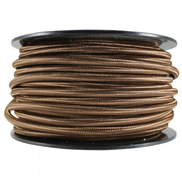 3 Conductor Brown Rayon Covered Cord - 100 ft Spool