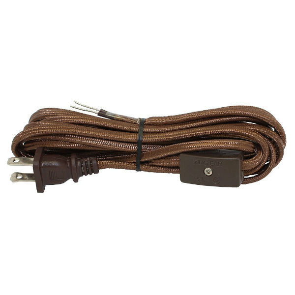 Brown Rayon Covered SPT1 Cord With on/off switch