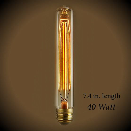Tubular Vintage Light Bulb - 40 Watt - 7.4 in Length - Clear
