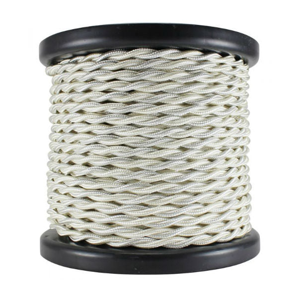 Cream Cloth Covered Twisted Cord - 100 foot spool