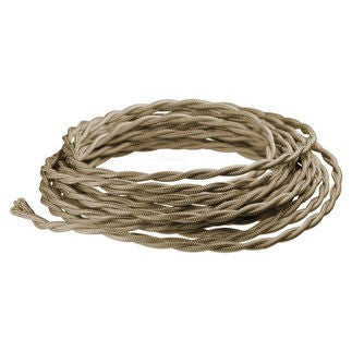 Light Brown Twisted cloth wire - Per ft. - 18 AWG