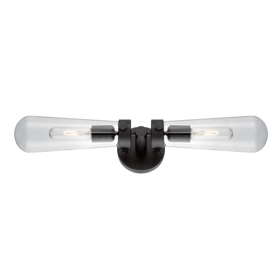 Beaker 2-Lights Sconce - Aged Bronze Finish with Clear Glass Shade