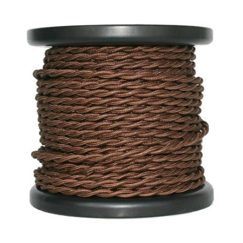 Brown Cloth Covered Twisted Cord - 100 foot spool