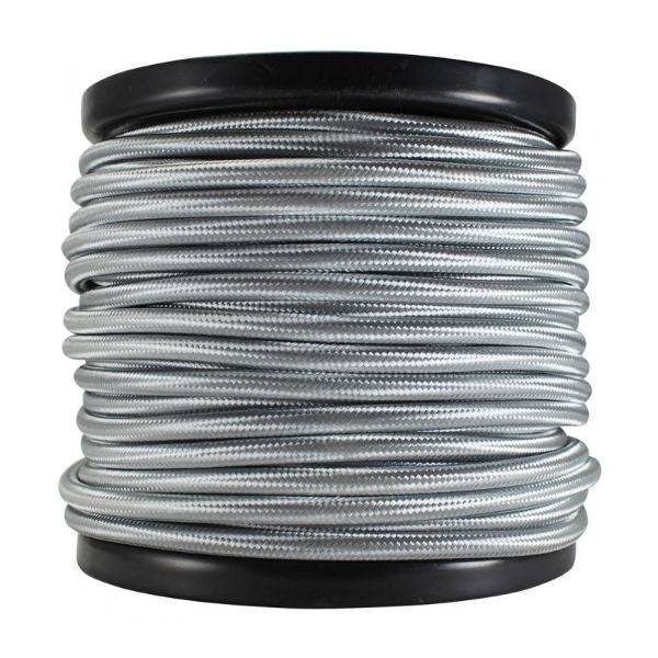 3 Conductor Silver Cloth Covered Cord - 100 ft Spool