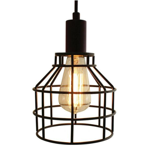 Swag Pendant Light With a Black Cage