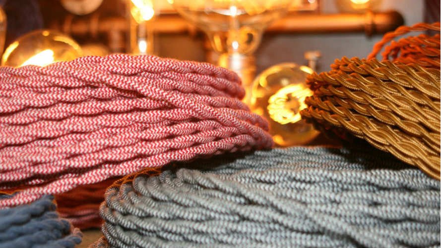 Chevron Pattern Twist Fabric Covered Cords in Multiple Colors - Nostalgicbulbs.com